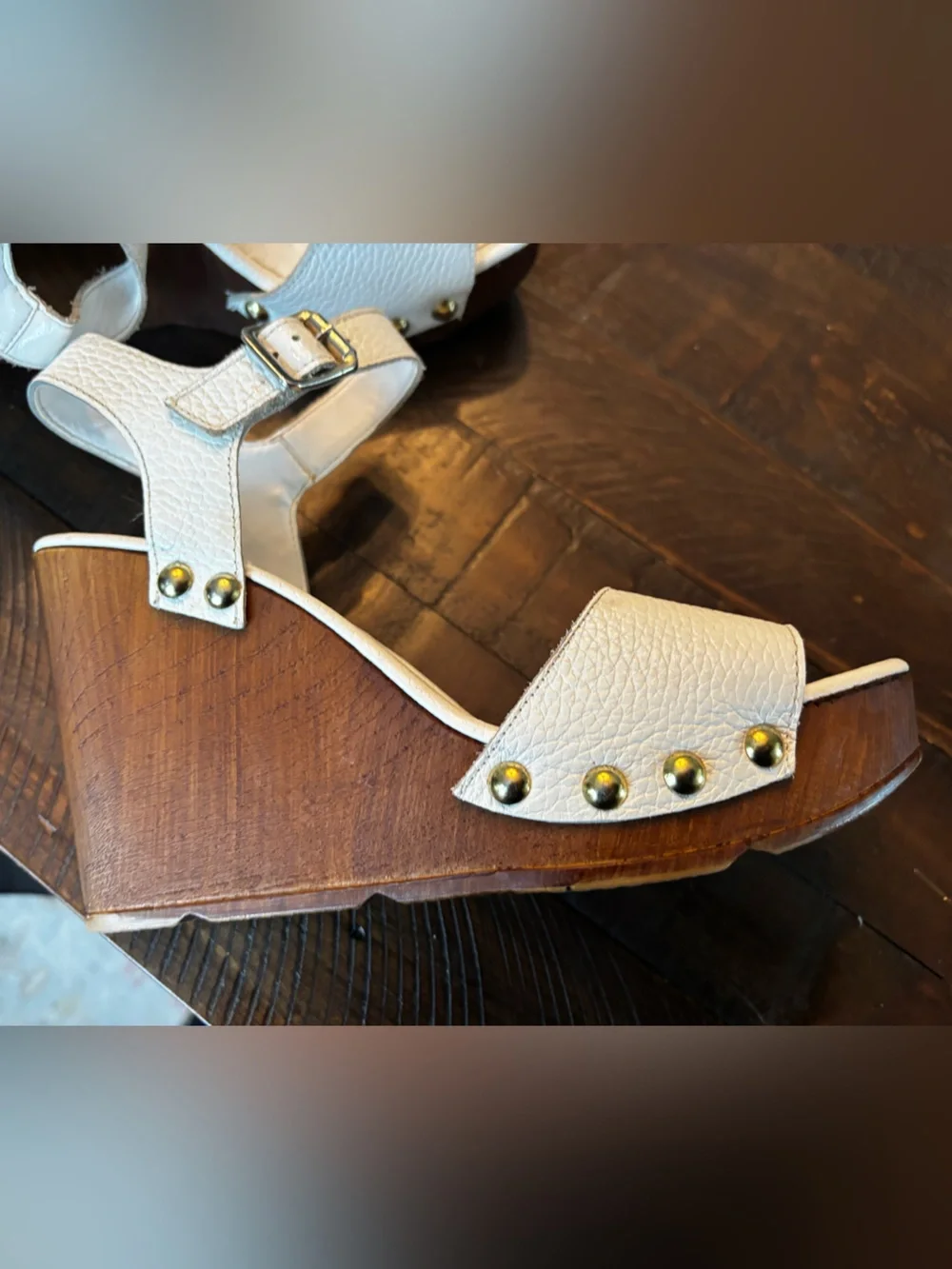 Christian Di Riccio Italy White Leather Platform Wedge Sandals Size 39 US 8.5
